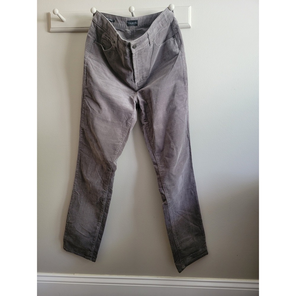 Talbots Size 8 Women's Corduroy Straight Leg Gray Pants Fall Winter Grannycore